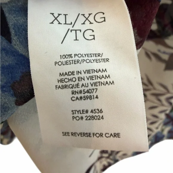 CAbi Blue and Purple Floral Shirt Size XL - Picture 8 of 11